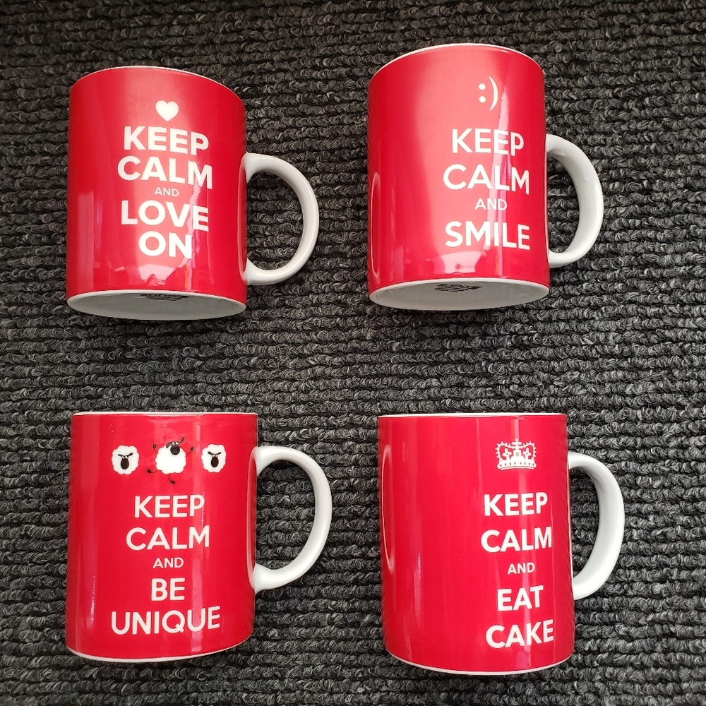 Lot of 4 KEEP CALM Mug by Soho loft with funny message NWOT Mugs